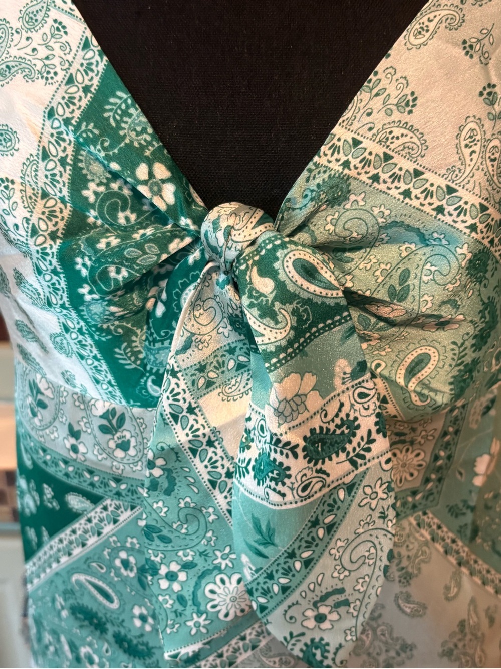 Green & White Paisley Bandana Print Dress - Picture 2 of 6